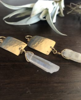 clear quartz raw crystal earrings